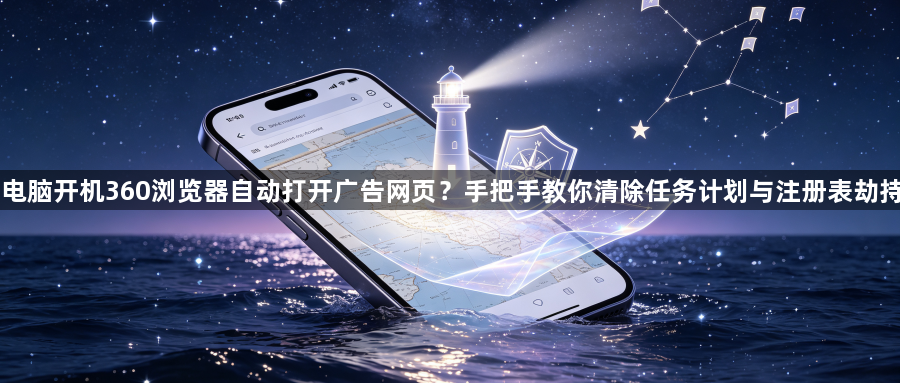 电脑开机360浏览器自动打开广告网页？手把手教你清除任务计划与注册表劫持1